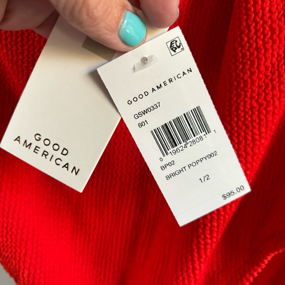 GOOD AMERICAN Always Fits One-Shoulder One piece crinkle Swimsuit New with Tags - Picture 6 of 7